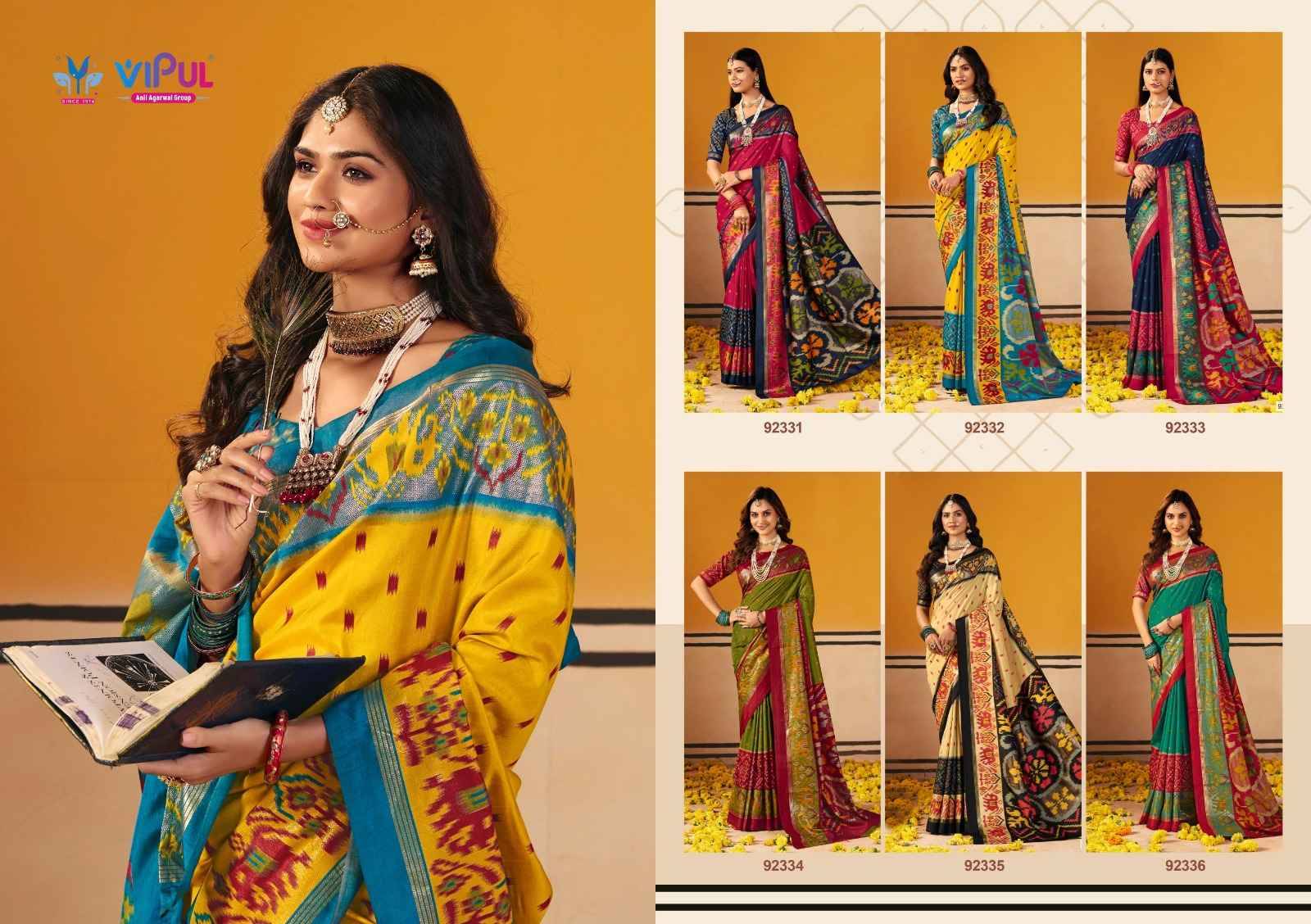 Sentosa silk 92331 Series By Vipul Fashion 92331 to 92336 Series Indian Traditional Wear Collection Beautiful Stylish Fancy Colorful Party Wear & Occasional Wear Weightless Sarees At Wholesale Price